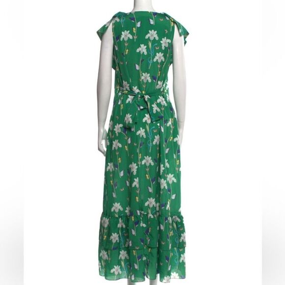 Borgo de Nor Green Garden of Eden Print Maxi Dress GUC US Size 4 with Tie Wrap - Picture 6 of 15